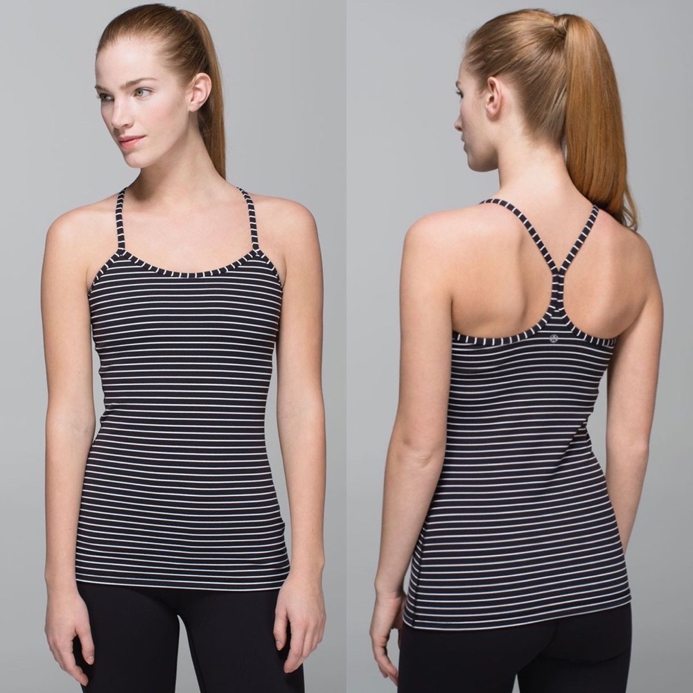 Lululemon Power Y Tank Parallel Stripe Black White